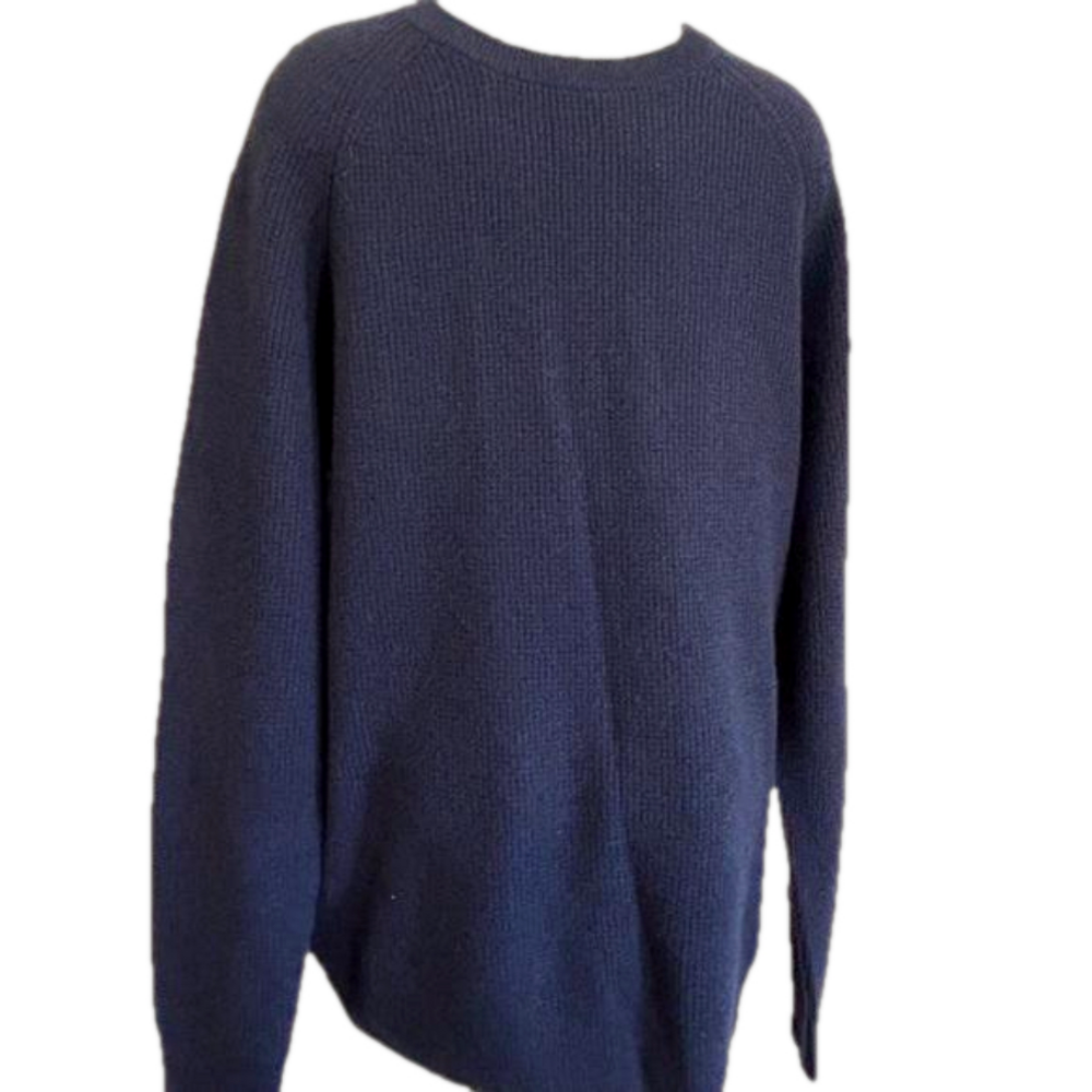 DANIEL HECHTER Paris 100% cashmere crew neck rubbed blue sweater XL